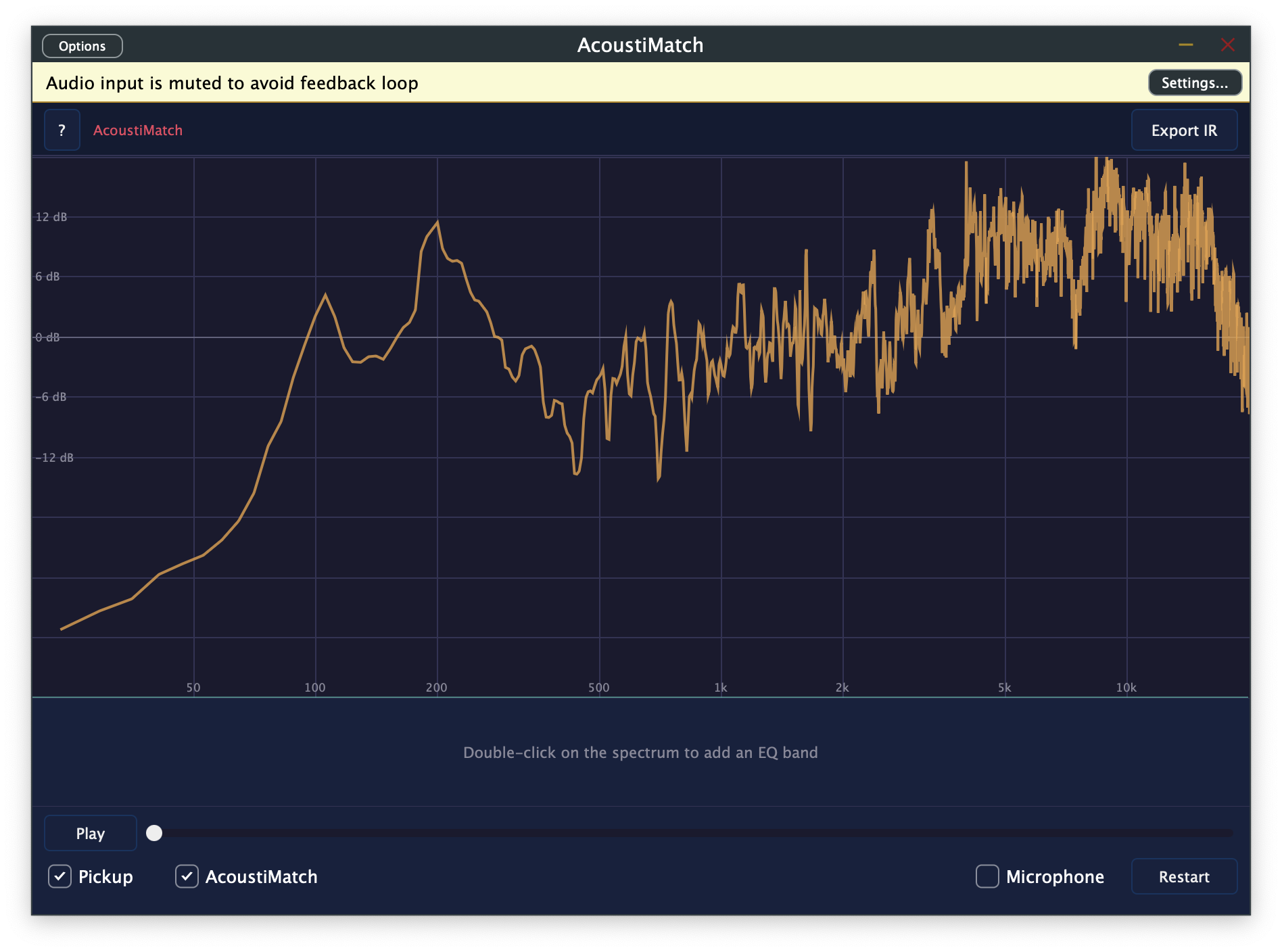AcoustiMatch showing EQ matching curve