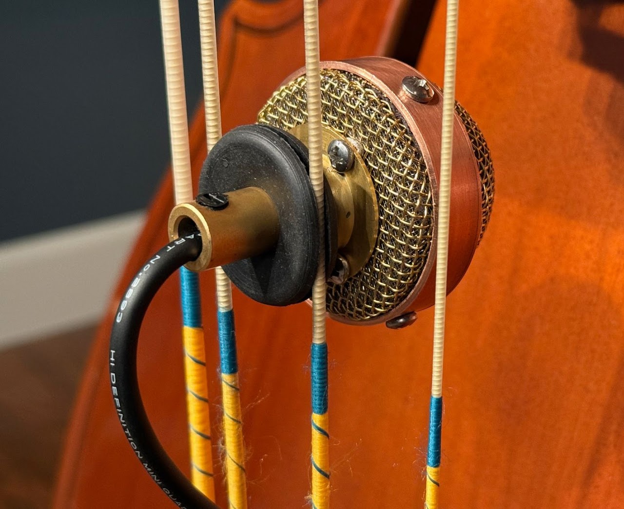 Chester microphone mounted on upright bass