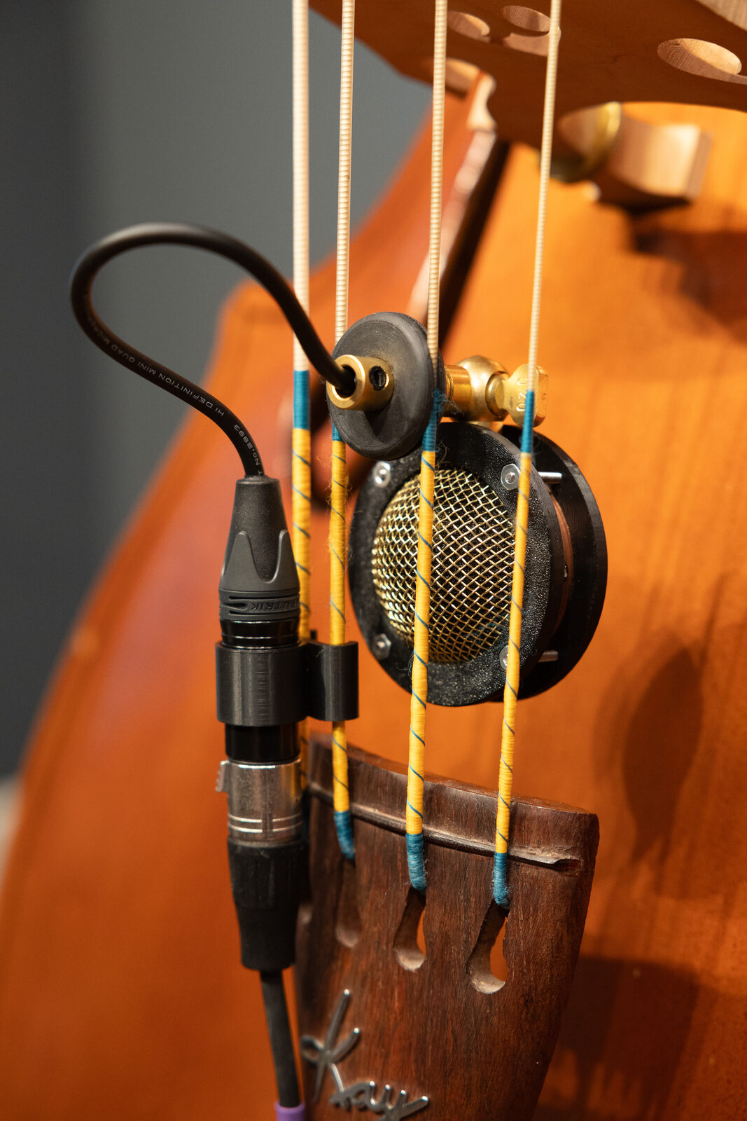 Close view of Chester V2 in its preferred position with the cable clipped to the connector